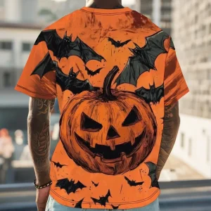 3D printed men's and women's T-shirts Halloween themed family party short sleeved T-shirts round neck unisex clothing